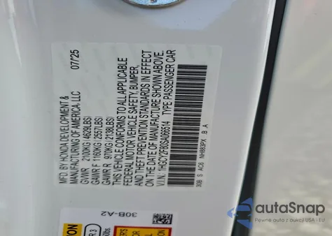 2025 Honda Accord Touring Hybrid from USA, damaged, VIN 1HGCY2F80SA066514